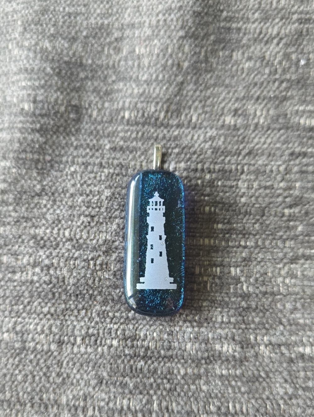 Nautical Blue Lighthouse Glass Pendant